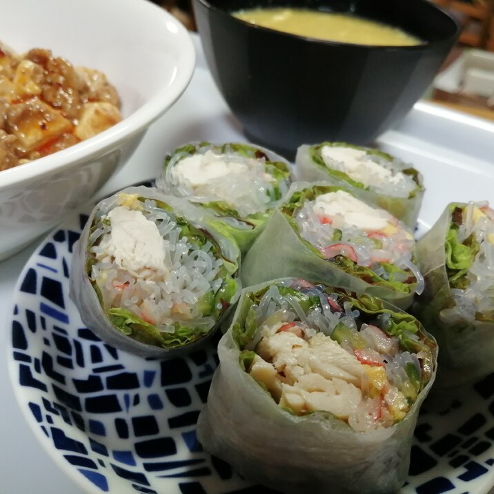 鶏と春雨の生春巻き